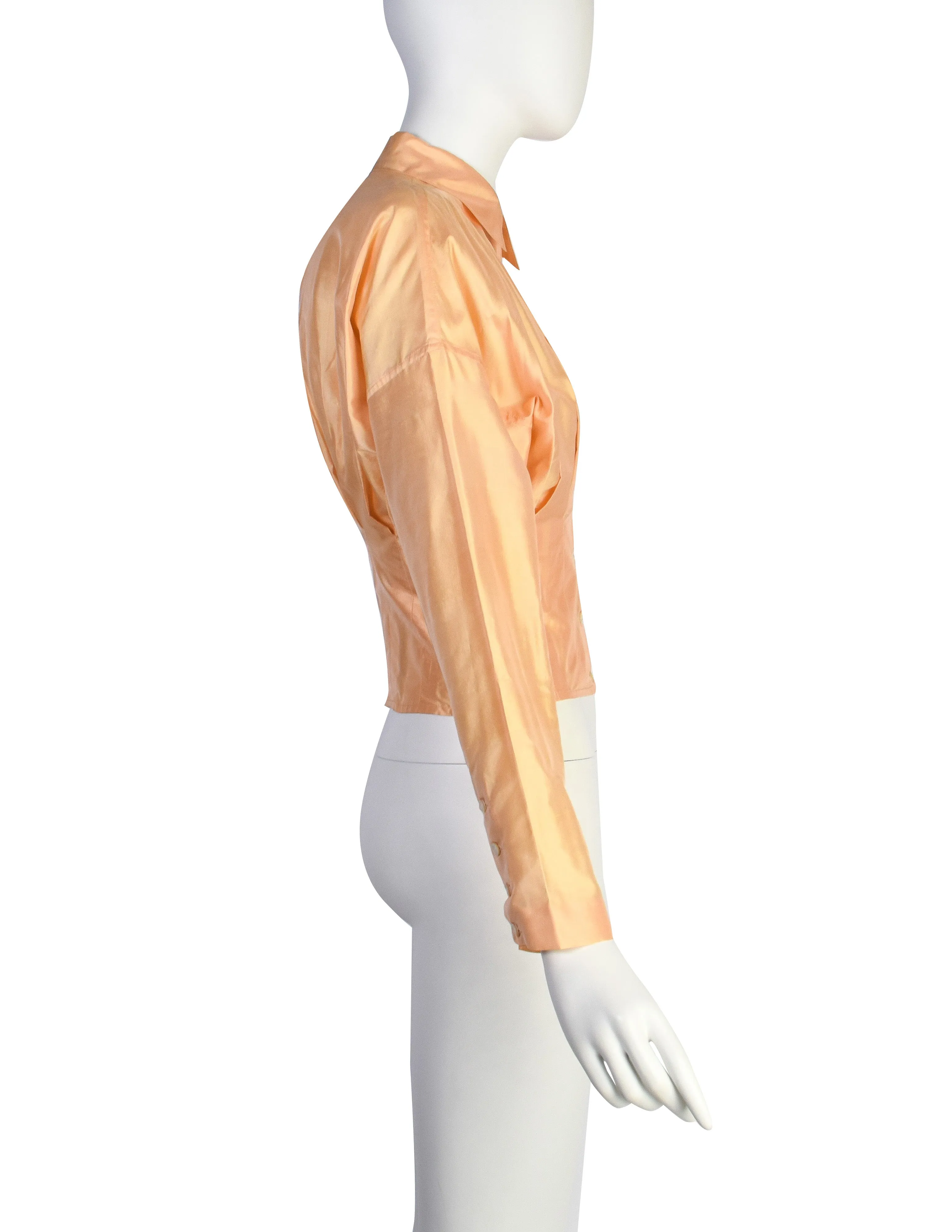 Callaghan by Romeo Gigli Vintage SS 1987 Orange Sherbet Iridescent Silk Top