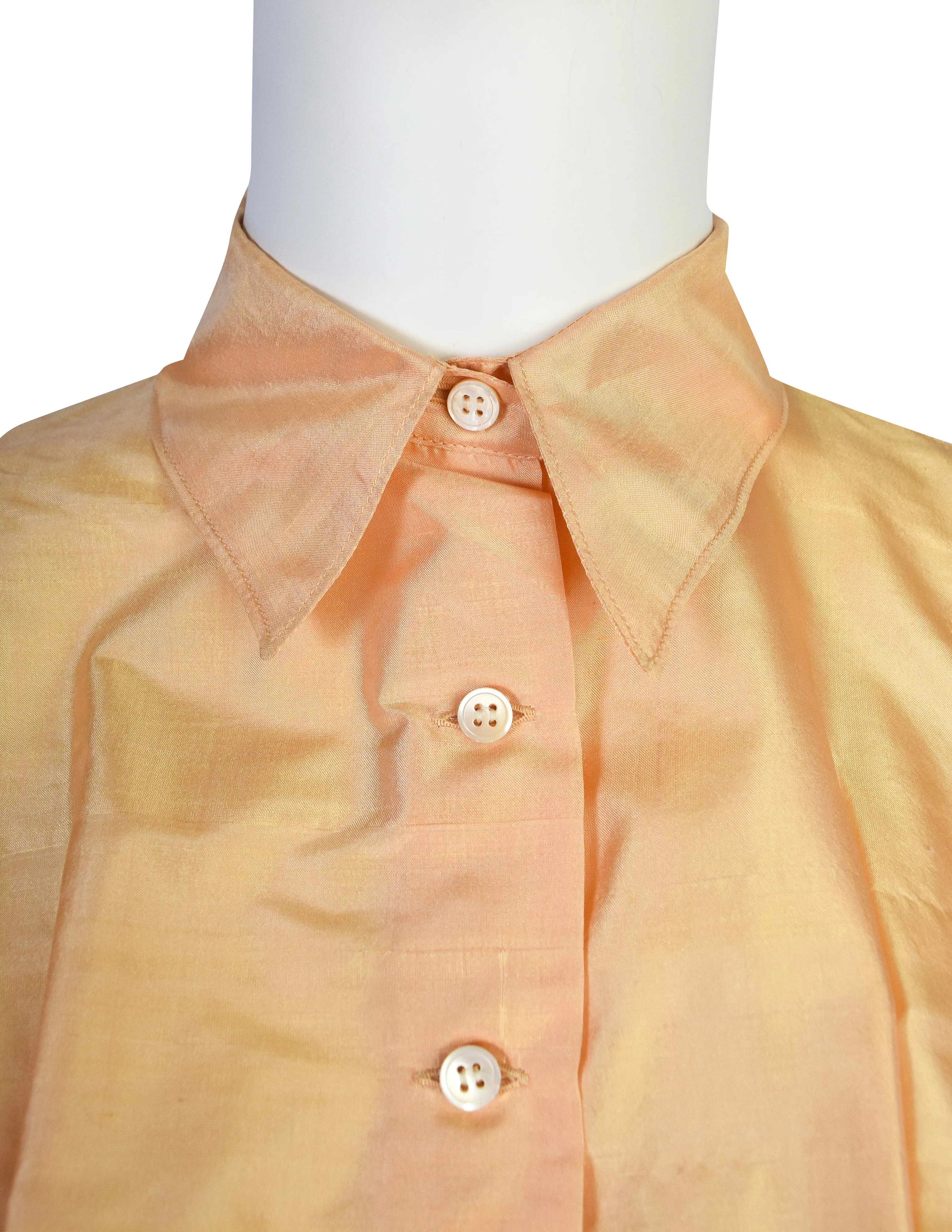 Callaghan by Romeo Gigli Vintage SS 1987 Orange Sherbet Iridescent Silk Top