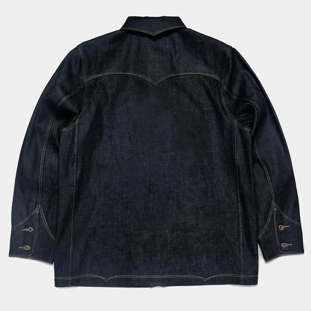 DDL 317-BYRON OV REGULAR FIT 4 POCKET CONE MILLS ORGANIC COTTON DENIM CHORE COAT-12.75oz-RAW INDIGO