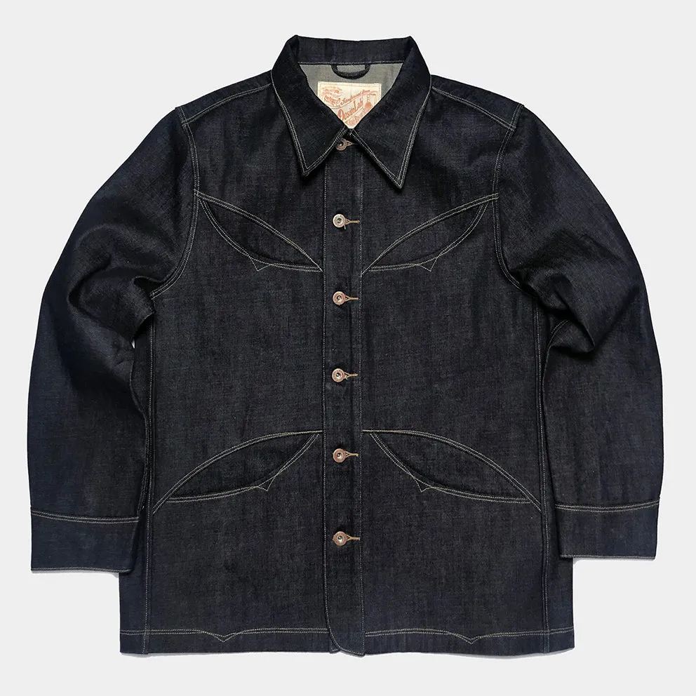 DDL 317-BYRON OV REGULAR FIT 4 POCKET CONE MILLS ORGANIC COTTON DENIM CHORE COAT-12.75oz-RAW INDIGO