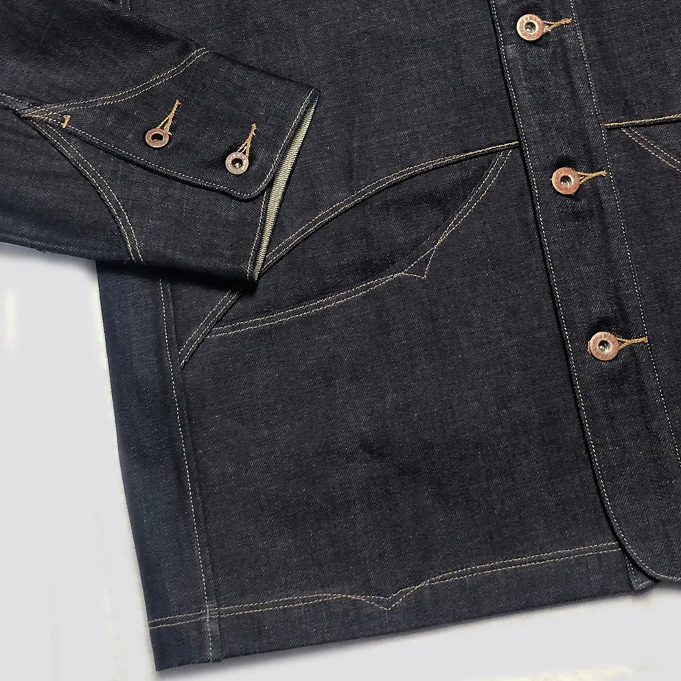 DDL 317-BYRON OV REGULAR FIT 4 POCKET CONE MILLS ORGANIC COTTON DENIM CHORE COAT-12.75oz-RAW INDIGO