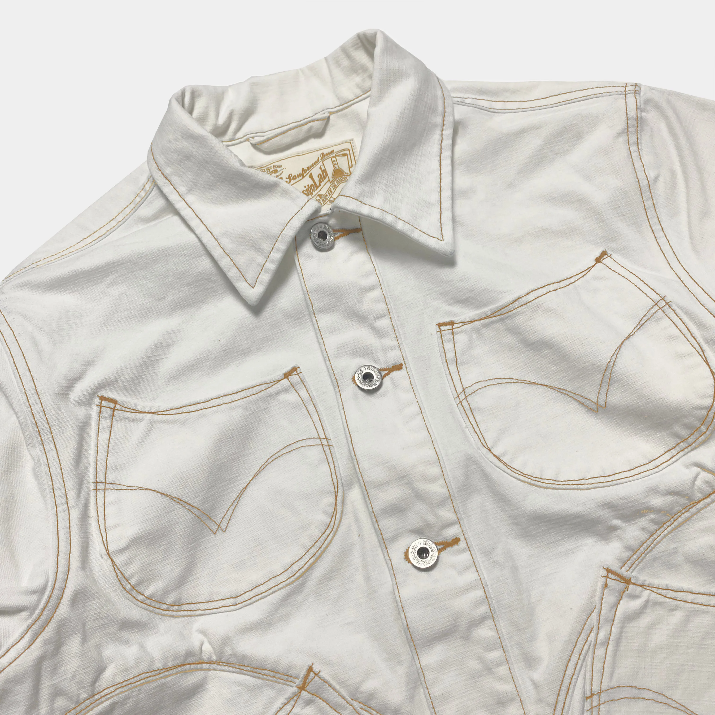 DDL 327-TYLER LUCKY-CT4 REGULAR FIT TYPE 4 WHITE CANVAS JACKET-12OZ-E0 WHITE