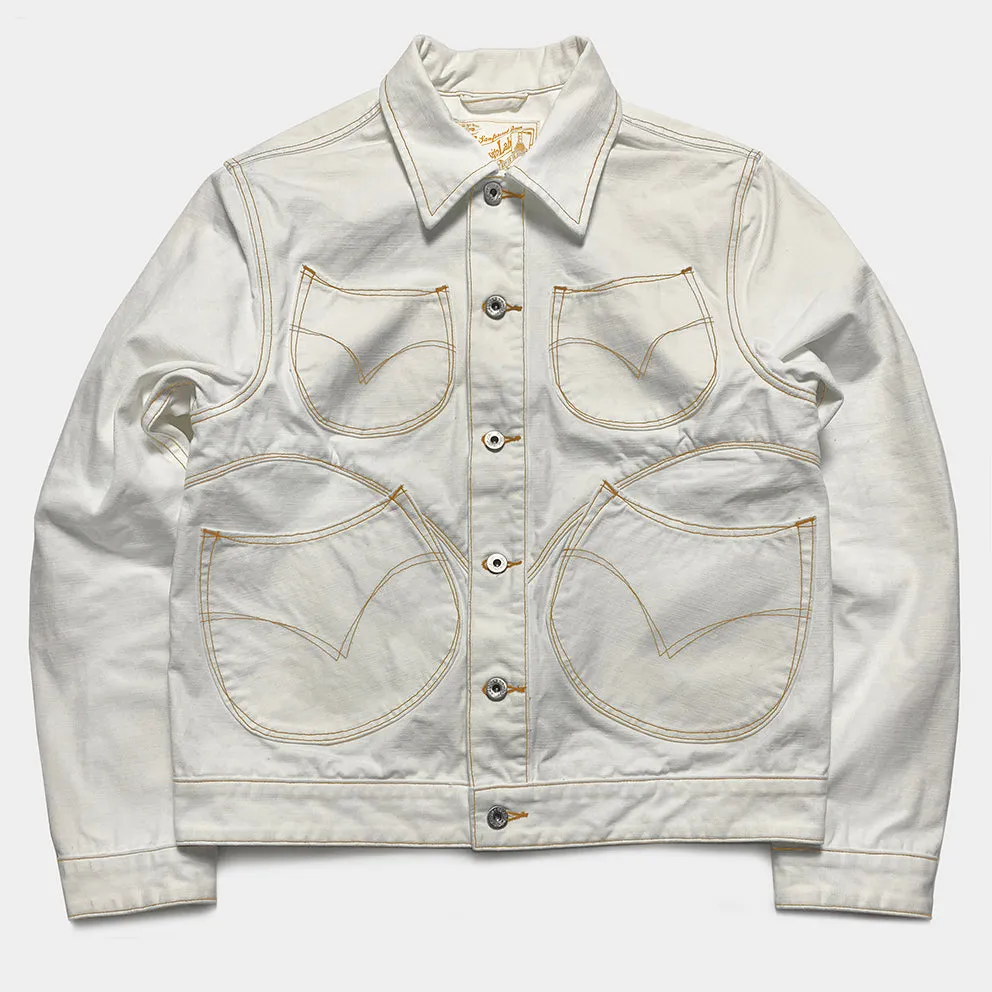 DDL 327-TYLER LUCKY-CT4 REGULAR FIT TYPE 4 WHITE CANVAS JACKET-12OZ-E0 WHITE