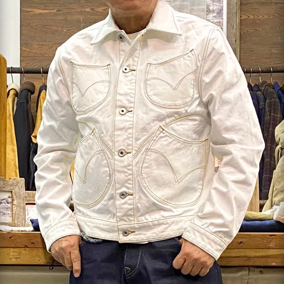 DDL 327-TYLER LUCKY-CT4 REGULAR FIT TYPE 4 WHITE CANVAS JACKET-12OZ-E0 WHITE