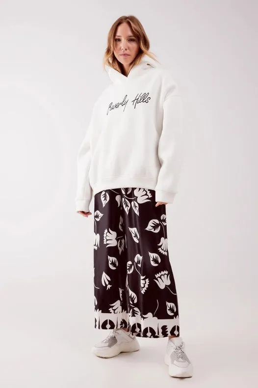Elasticated Super Wide Leg Pants In Black