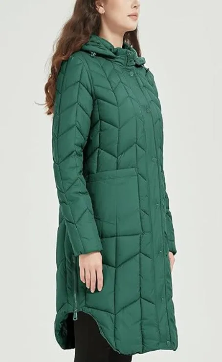 Giolshon Women's Knee-length Quilted Coat Winter Puffer Jacket