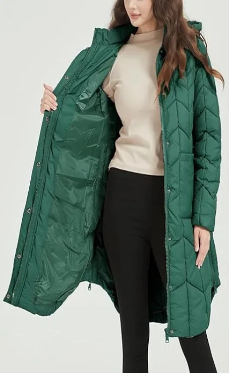Giolshon Women's Knee-length Quilted Coat Winter Puffer Jacket