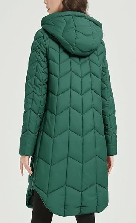 Giolshon Women's Knee-length Quilted Coat Winter Puffer Jacket