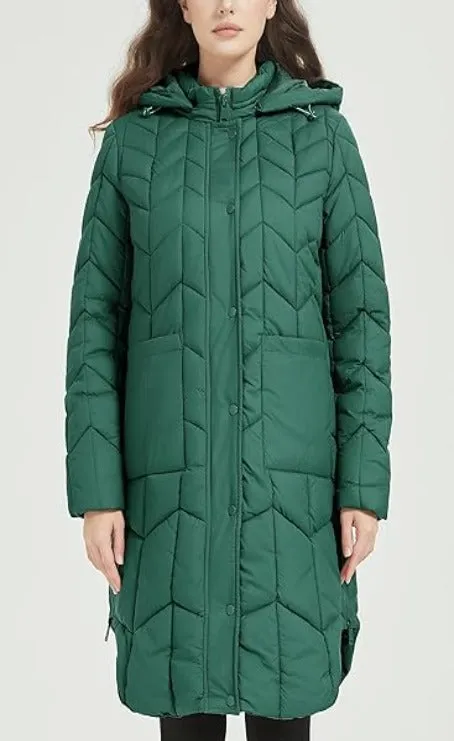 Giolshon Women's Knee-length Quilted Coat Winter Puffer Jacket