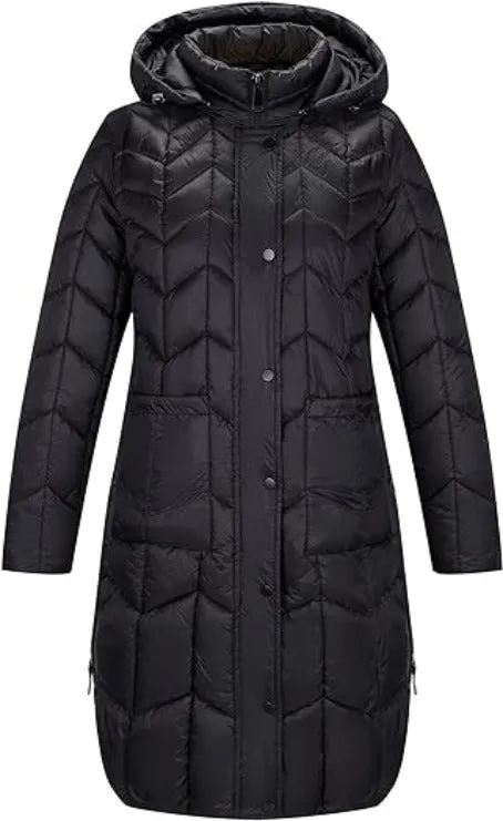 Giolshon Women's Knee-length Quilted Coat Winter Puffer Jacket