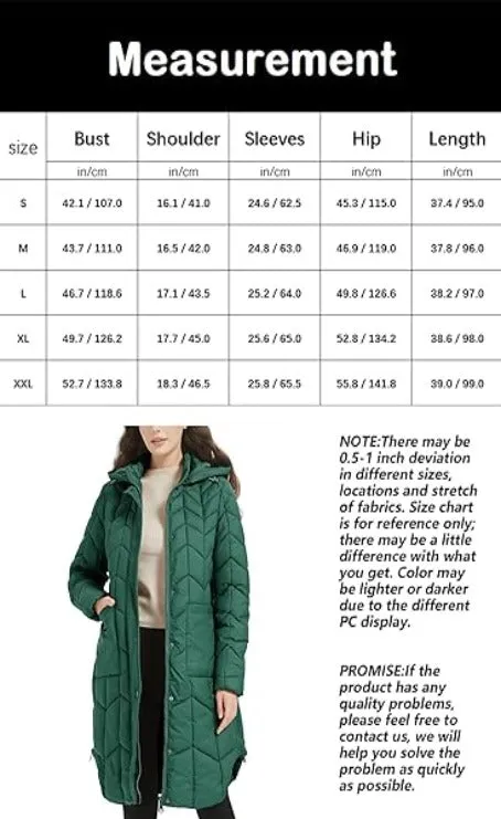 Giolshon Women's Knee-length Quilted Coat Winter Puffer Jacket