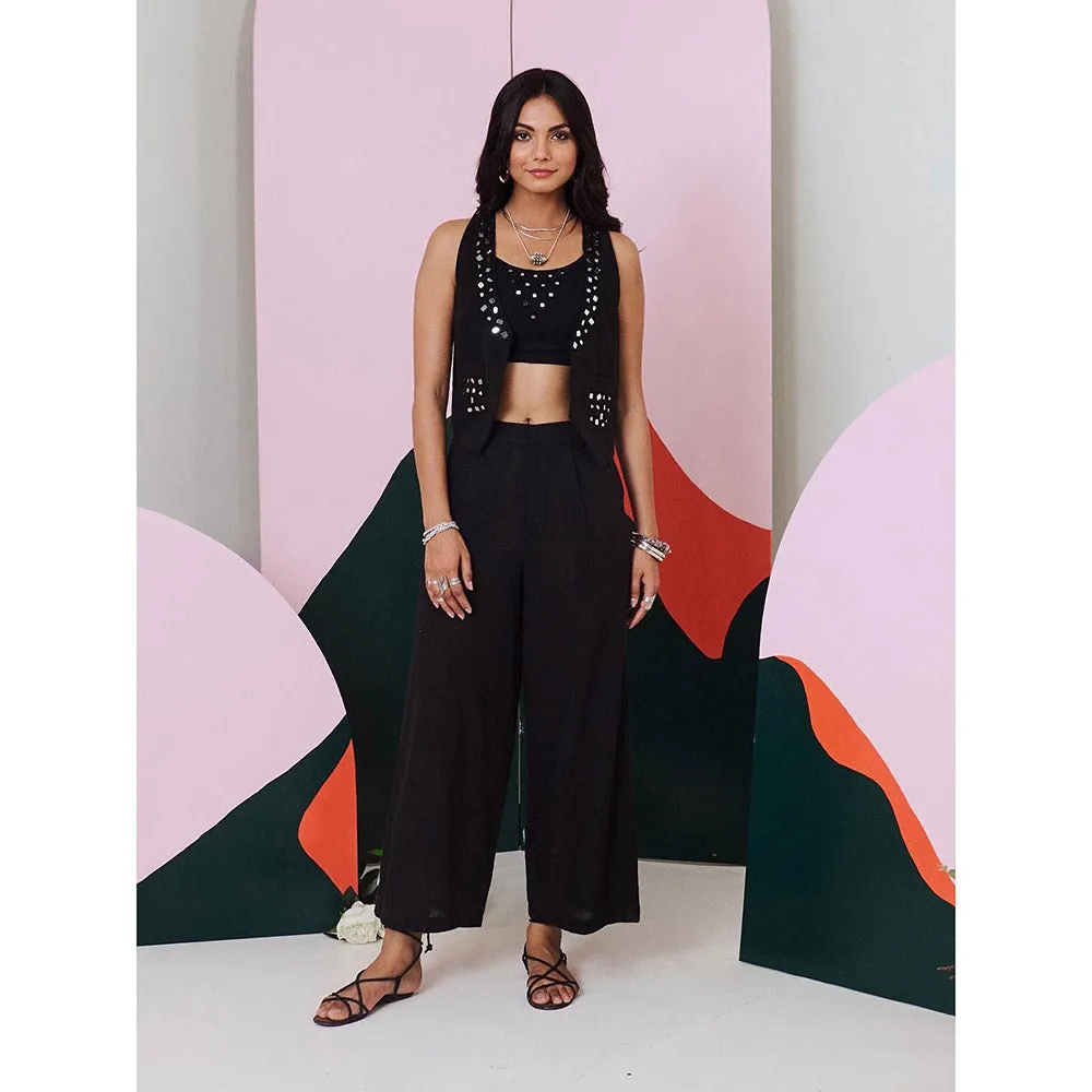 Gulaal Aaina Black Mirror Embroidered Waist Coat