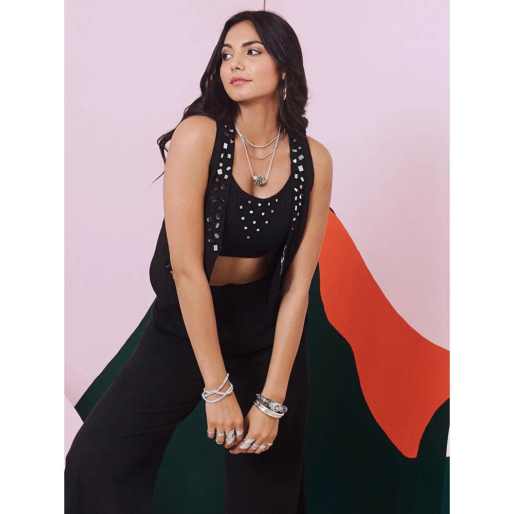 Gulaal Aaina Black Mirror Embroidered Waist Coat