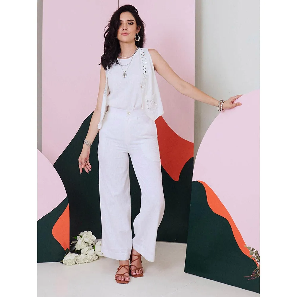 Gulaal Aaina White Mirror Embroidered Waist Coat