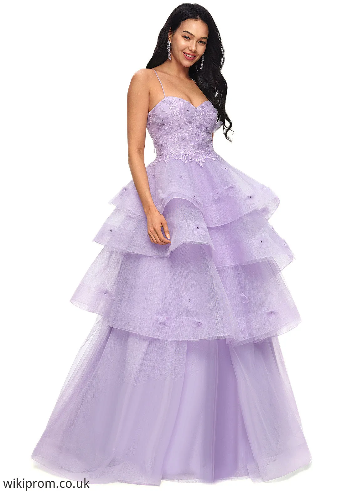 Joslyn Ball-Gown/Princess Sweetheart Floor-Length Tulle Prom Dresses With Beading Sequins SWKP0022204