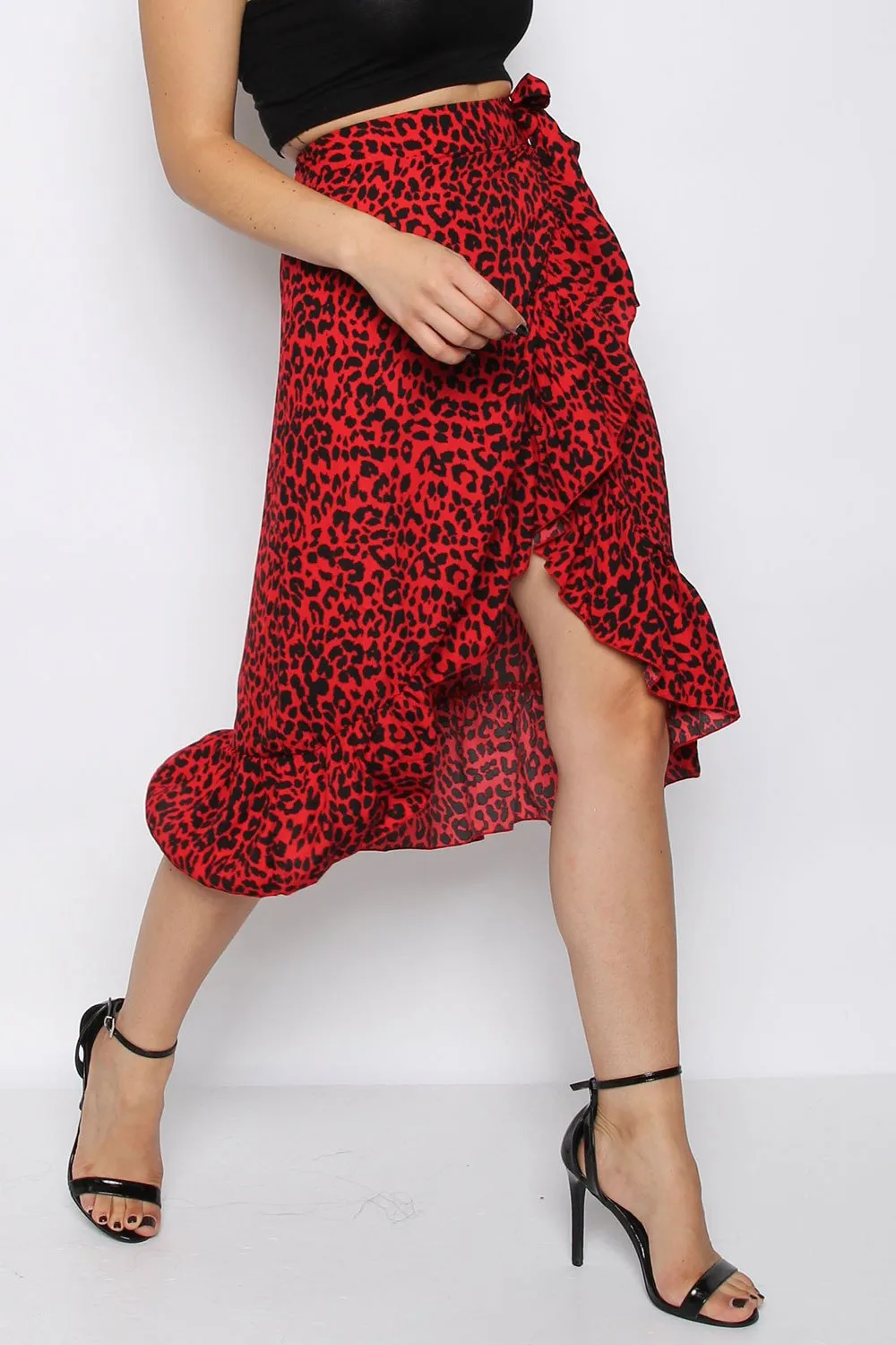 Leopard Red Wrap Skirt