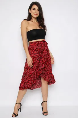 Leopard Red Wrap Skirt