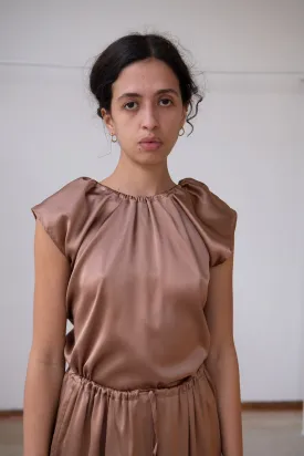 Max Top - Silk Satin - Brown