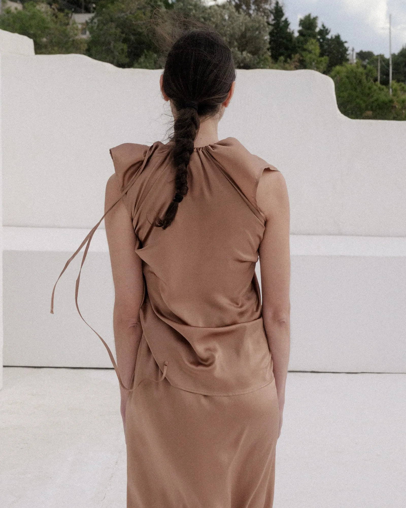 Max Top - Silk Satin - Brown