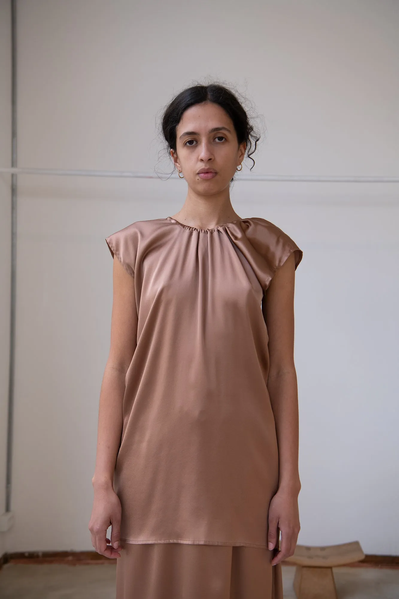 Max Top - Silk Satin - Brown