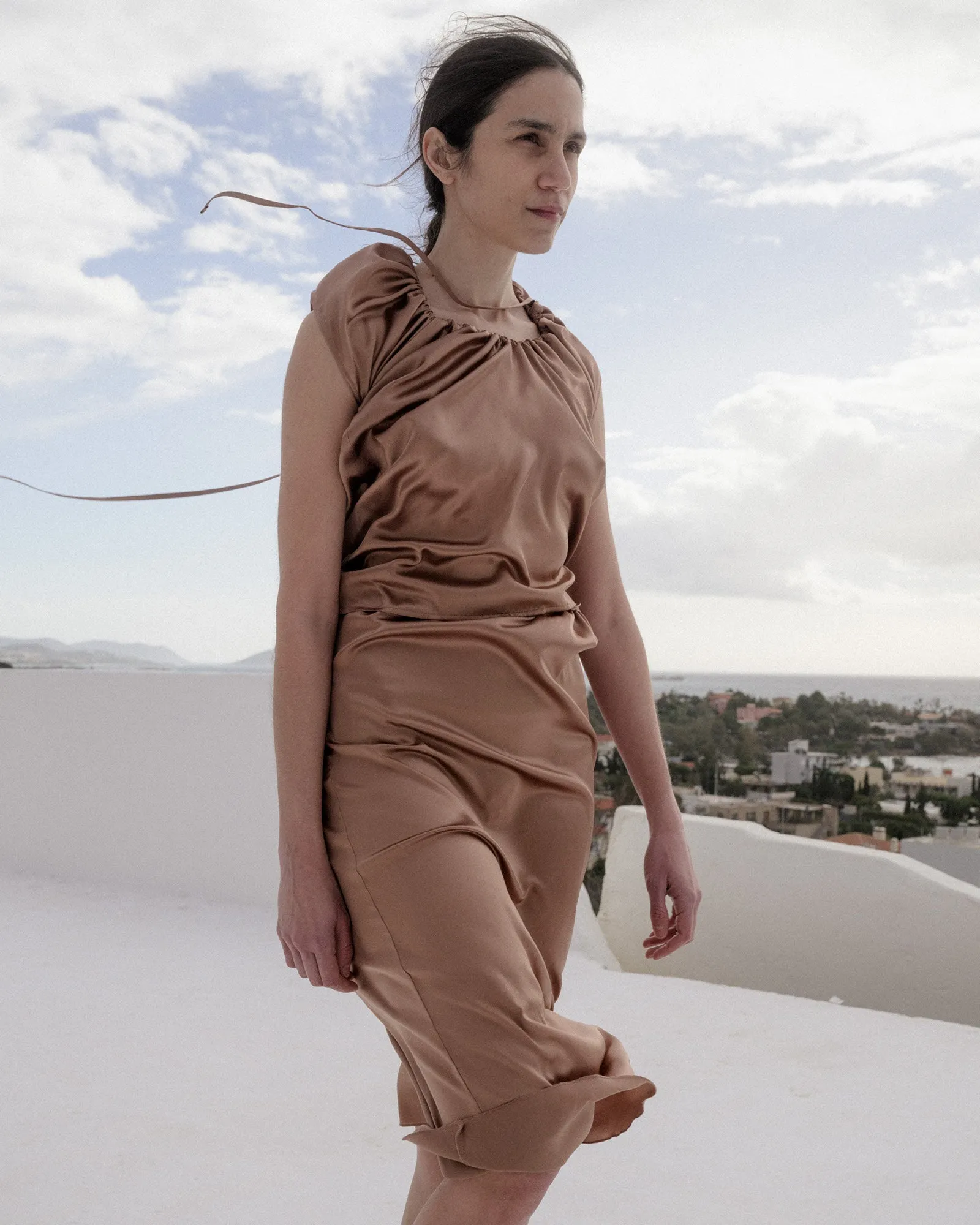 Max Top - Silk Satin - Brown