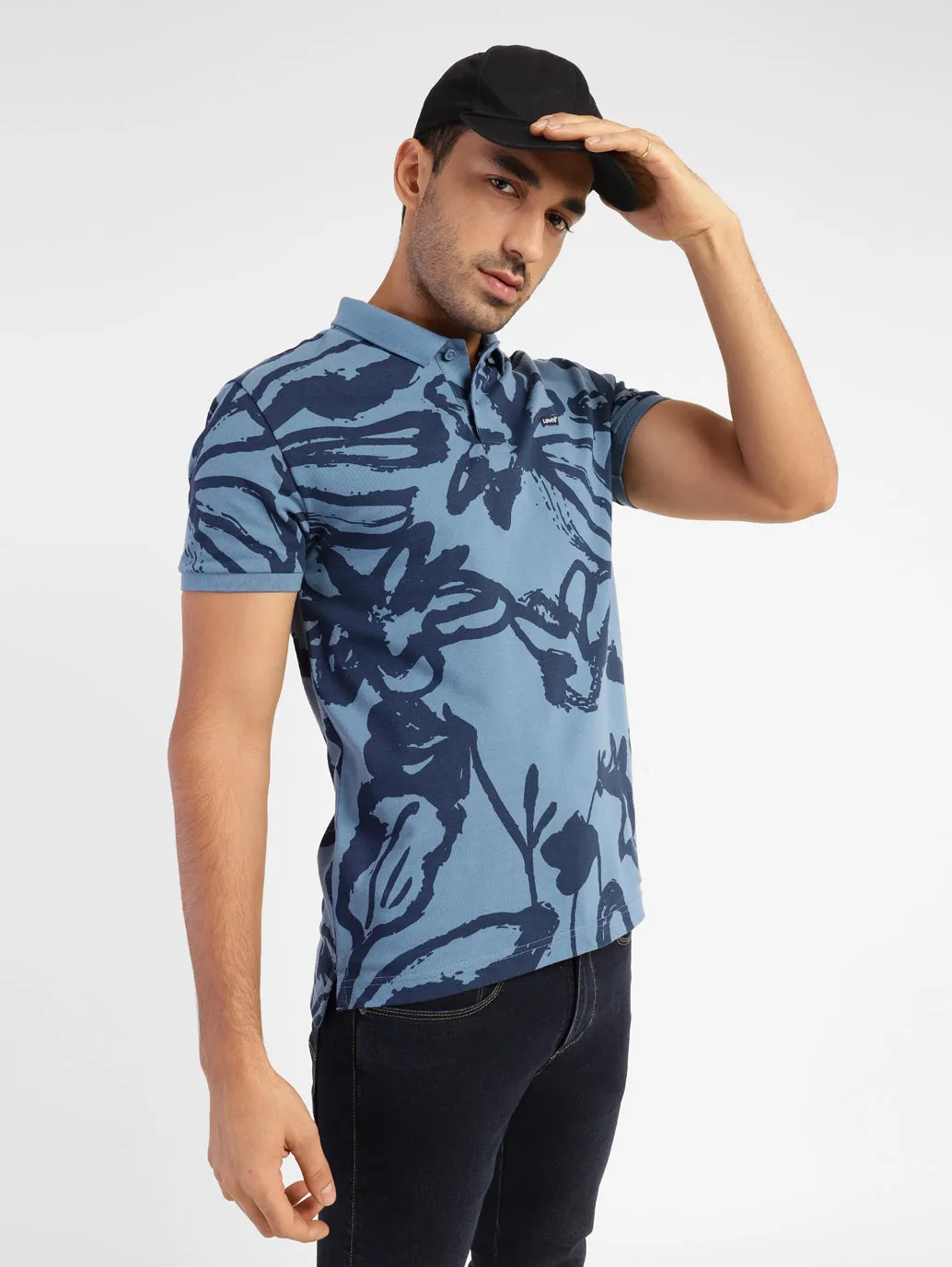 Men's Abstract Print Polo T-shirt