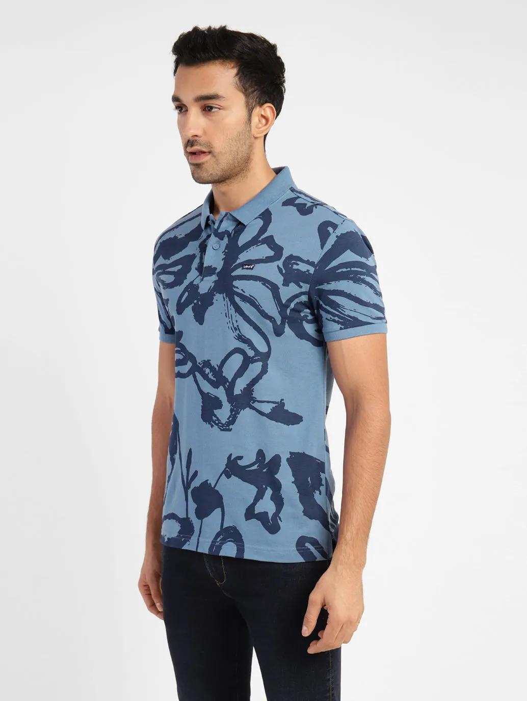 Men's Abstract Print Polo T-shirt