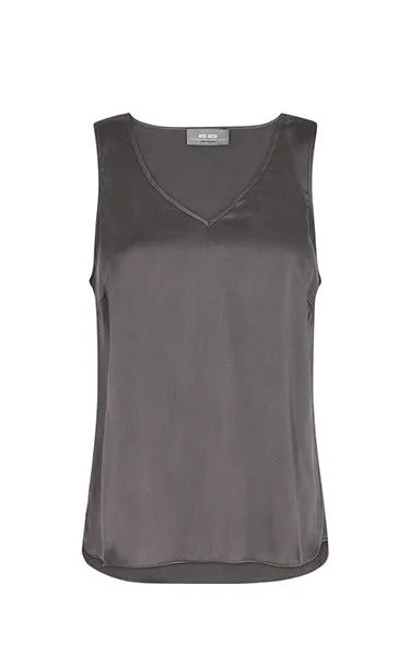 Mos Mosh V Neck Silk Tank in Grey