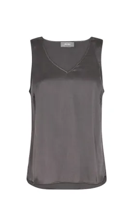 Mos Mosh V Neck Silk Tank in Grey