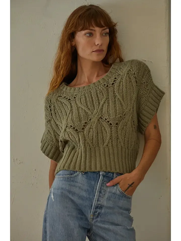 NB Knit Sweater Crochet Round Neck Short Sleeve Top