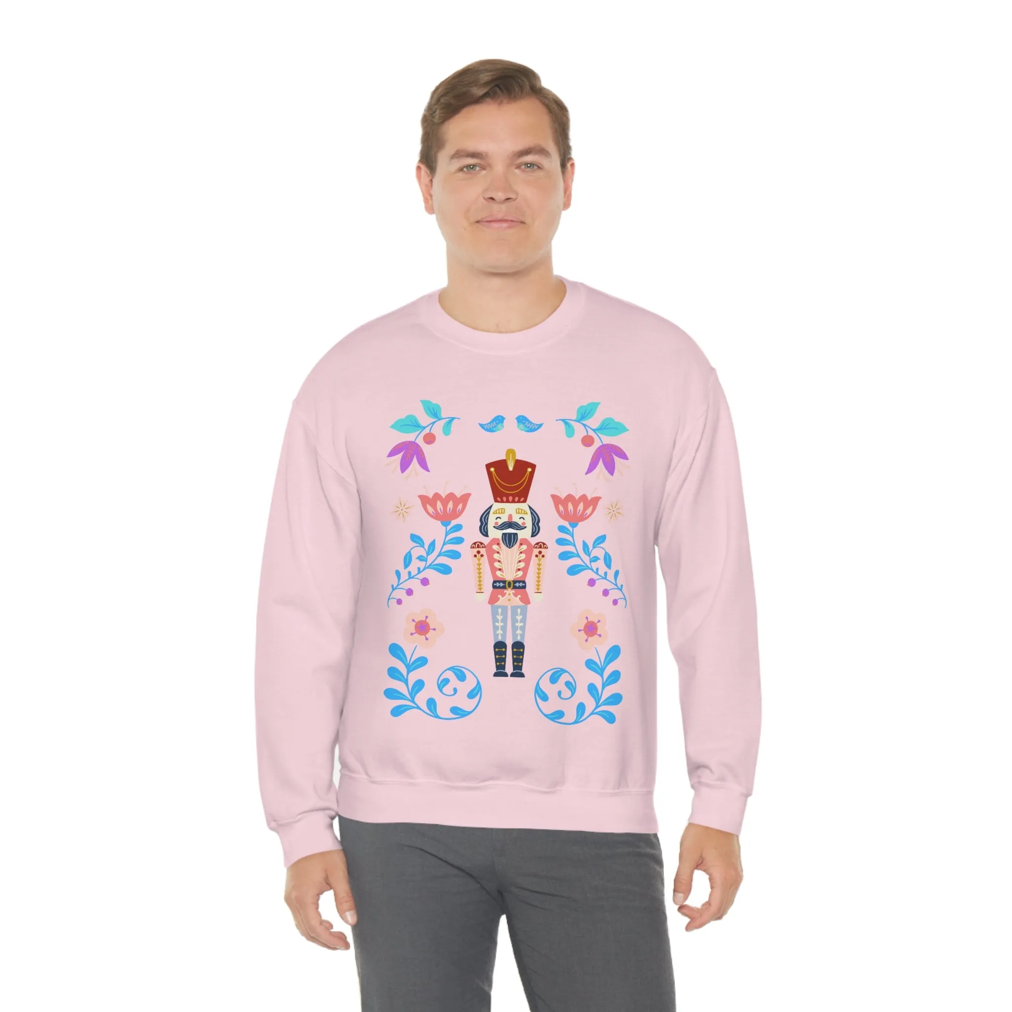 Nutcracker Modern Sweatshirt, Blue Nutcracker Sweatshirt, Trendy Christmas Minimalist  Sweatshirt, Xmas Crewneck Bright Color Crew