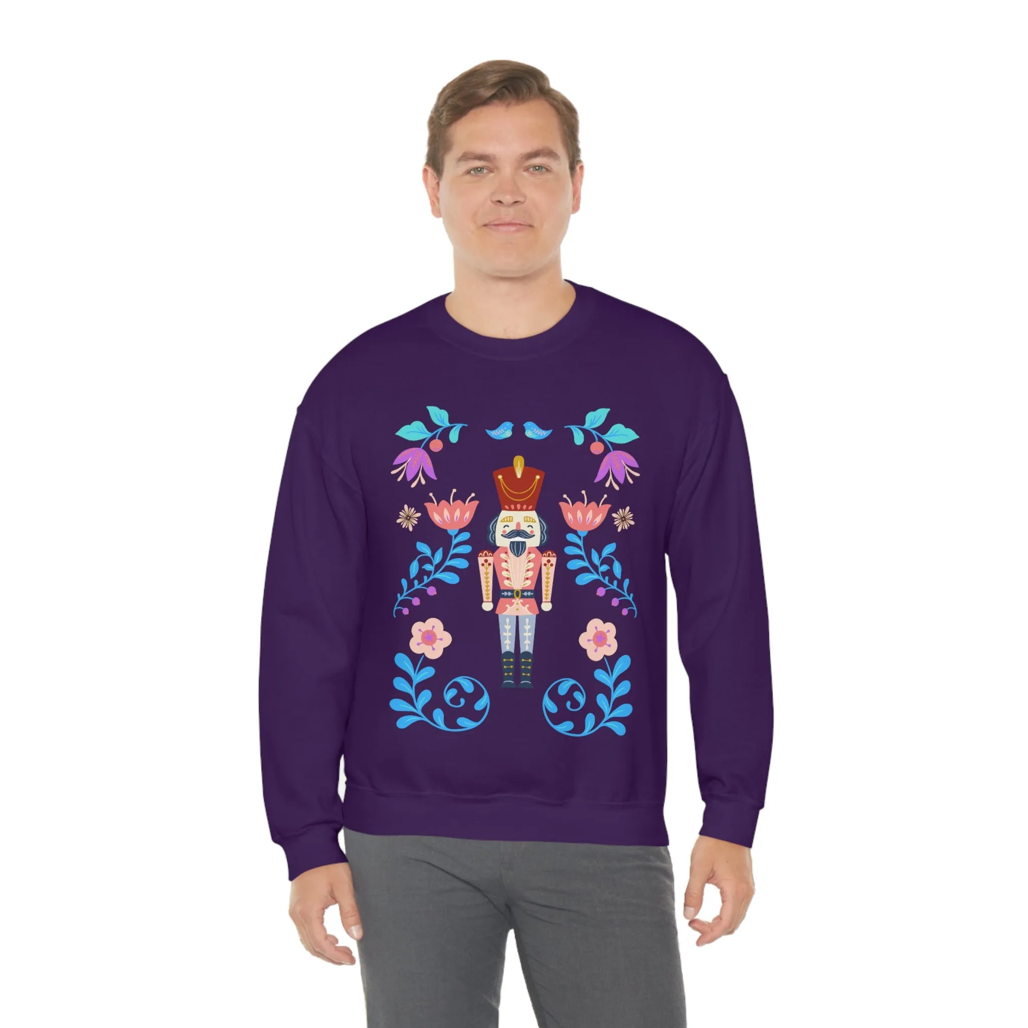 Nutcracker Modern Sweatshirt, Blue Nutcracker Sweatshirt, Trendy Christmas Minimalist  Sweatshirt, Xmas Crewneck Bright Color Crew