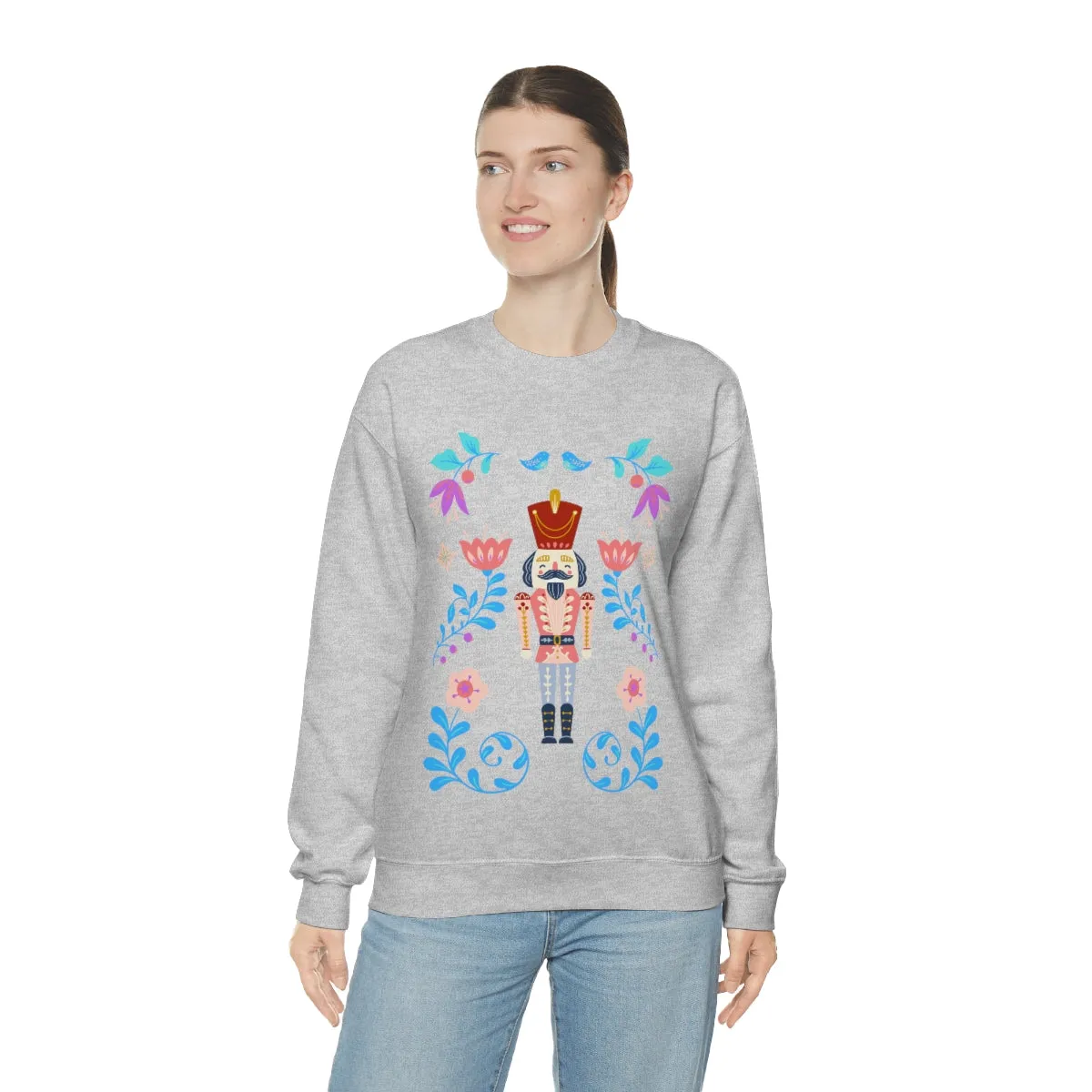 Nutcracker Modern Sweatshirt, Blue Nutcracker Sweatshirt, Trendy Christmas Minimalist  Sweatshirt, Xmas Crewneck Bright Color Crewneck