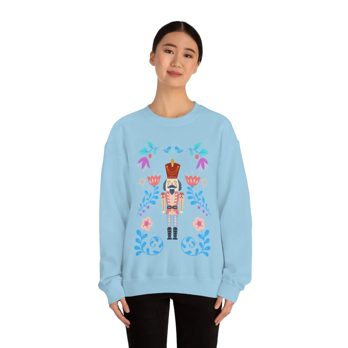 Nutcracker Modern Sweatshirt, Blue Nutcracker Sweatshirt, Trendy Christmas Minimalist  Sweatshirt, Xmas Crewneck Bright Color Crewneck