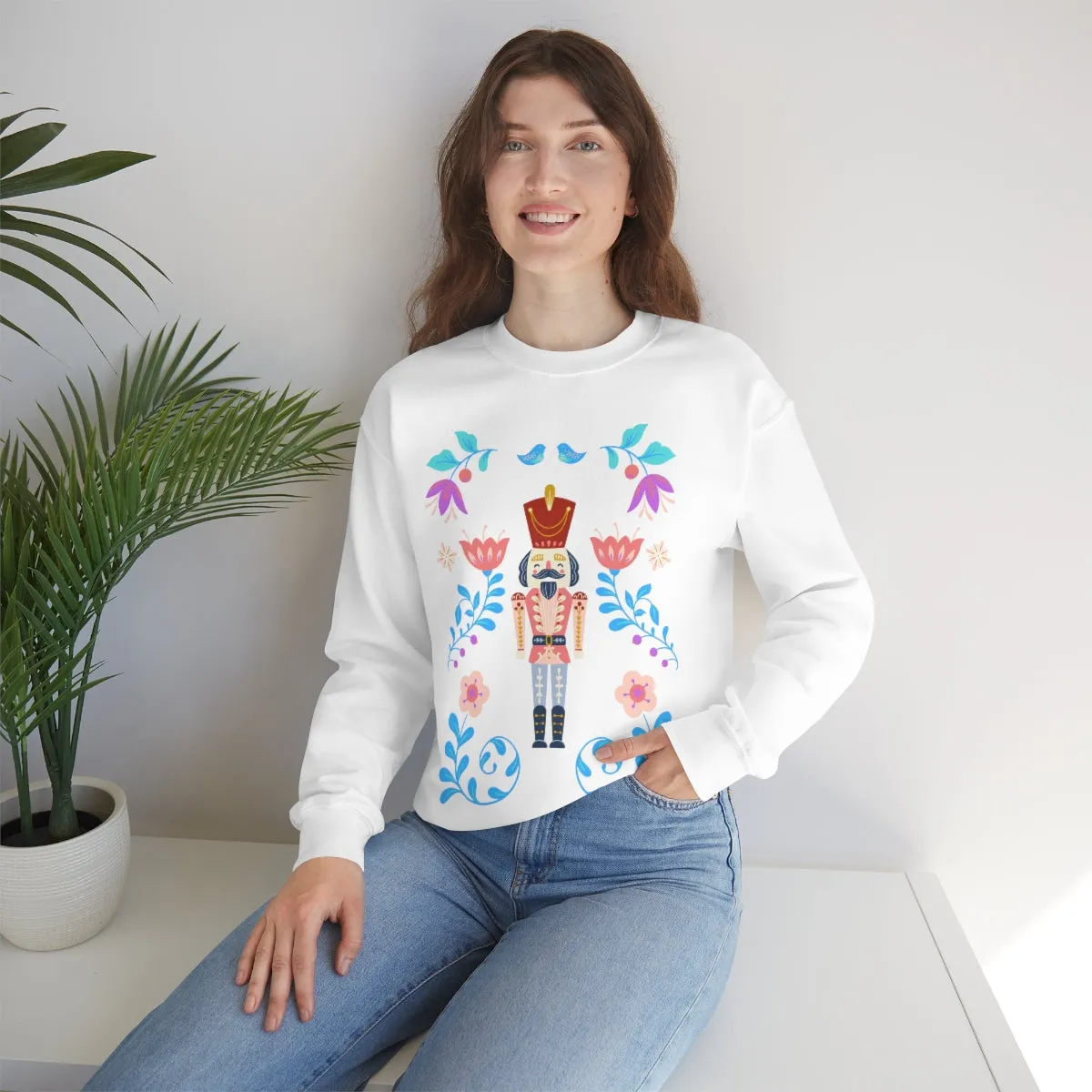 Nutcracker Modern Sweatshirt, Blue Nutcracker Sweatshirt, Trendy Christmas Minimalist  Sweatshirt, Xmas Crewneck Bright Color Crewneck
