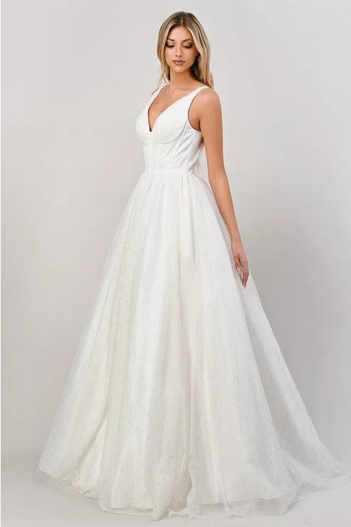 Off White Glitter Bridal Ball Gown