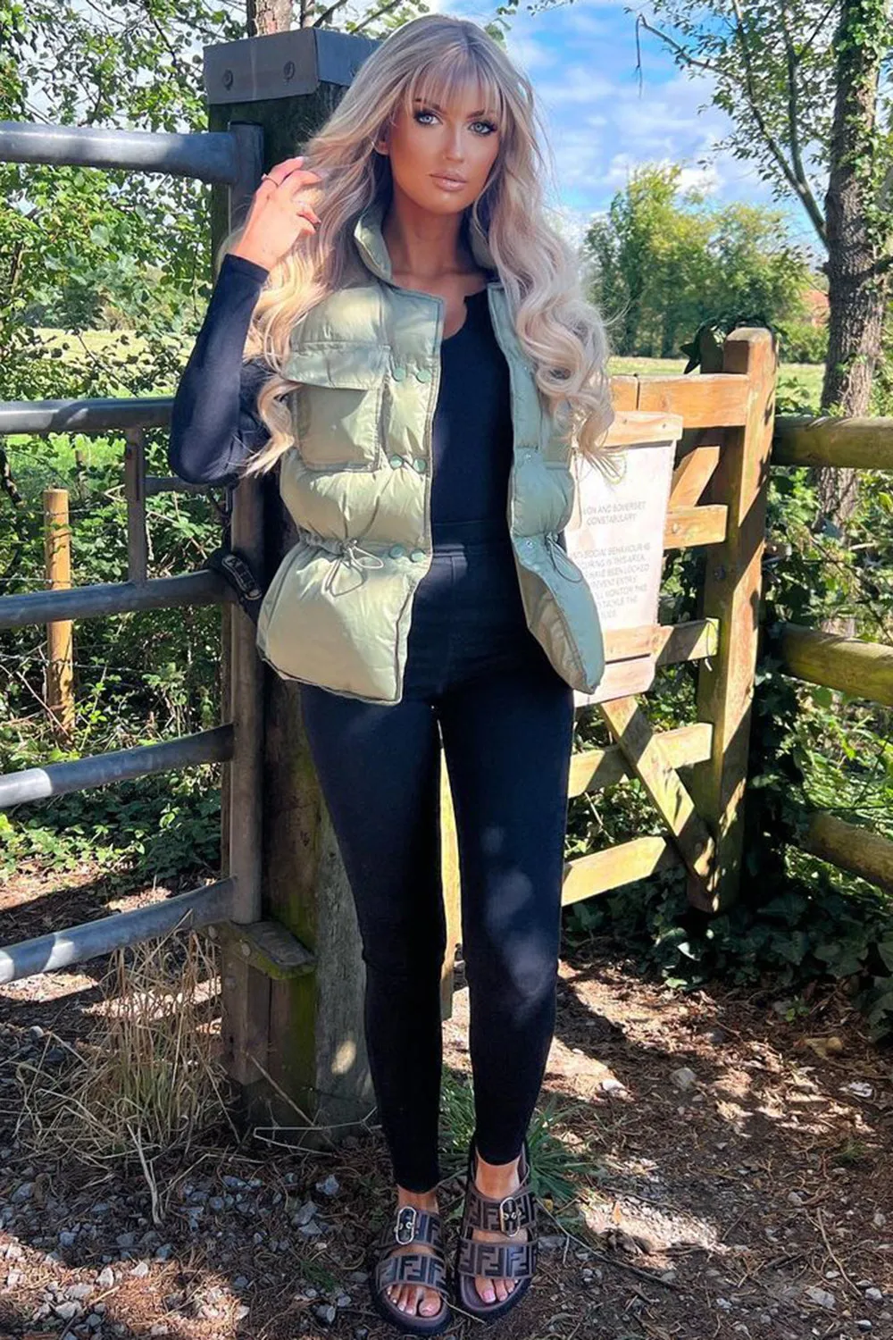 Pia Sage Puffer Gilet Coat