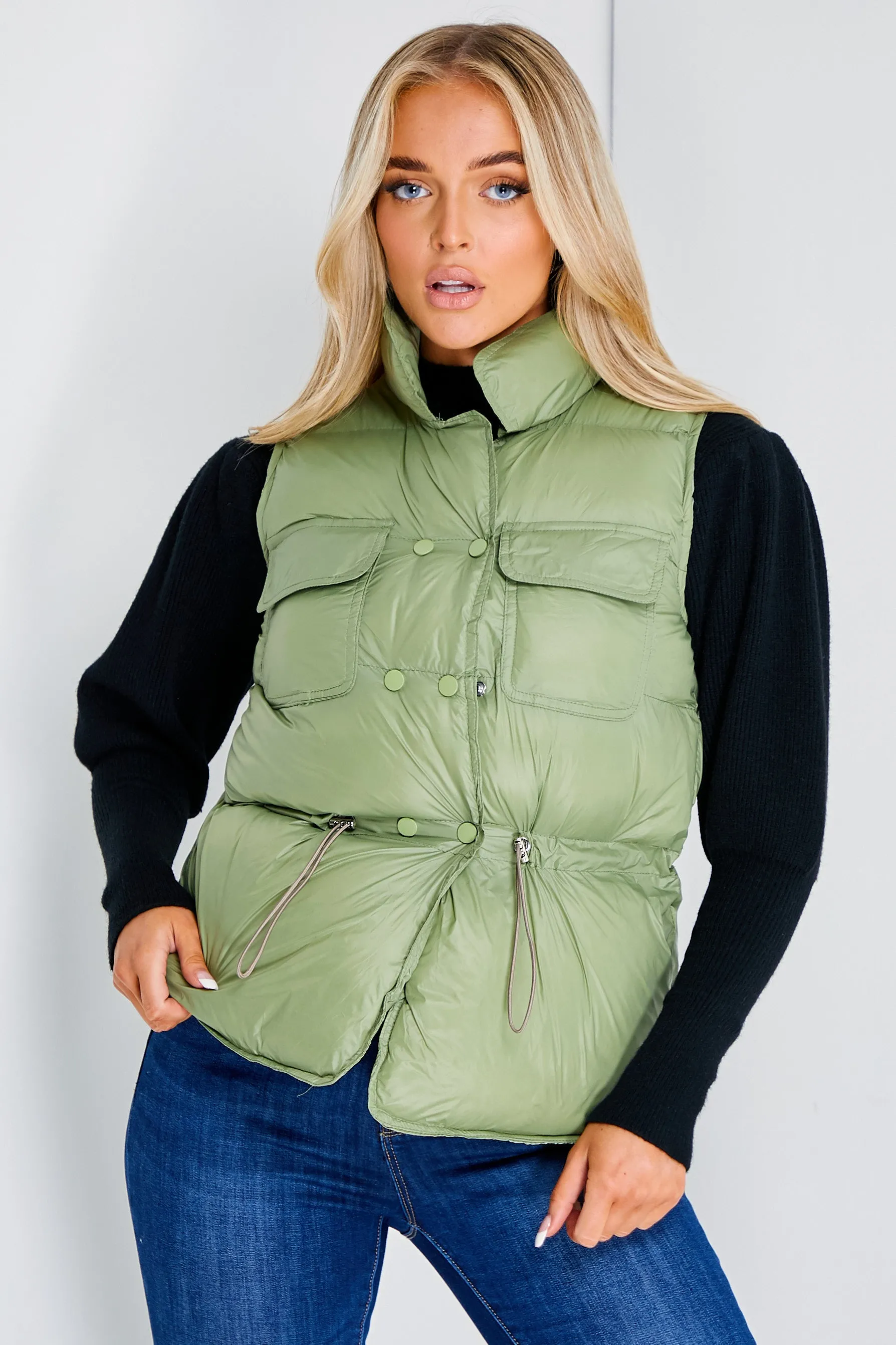 Pia Sage Puffer Gilet Coat