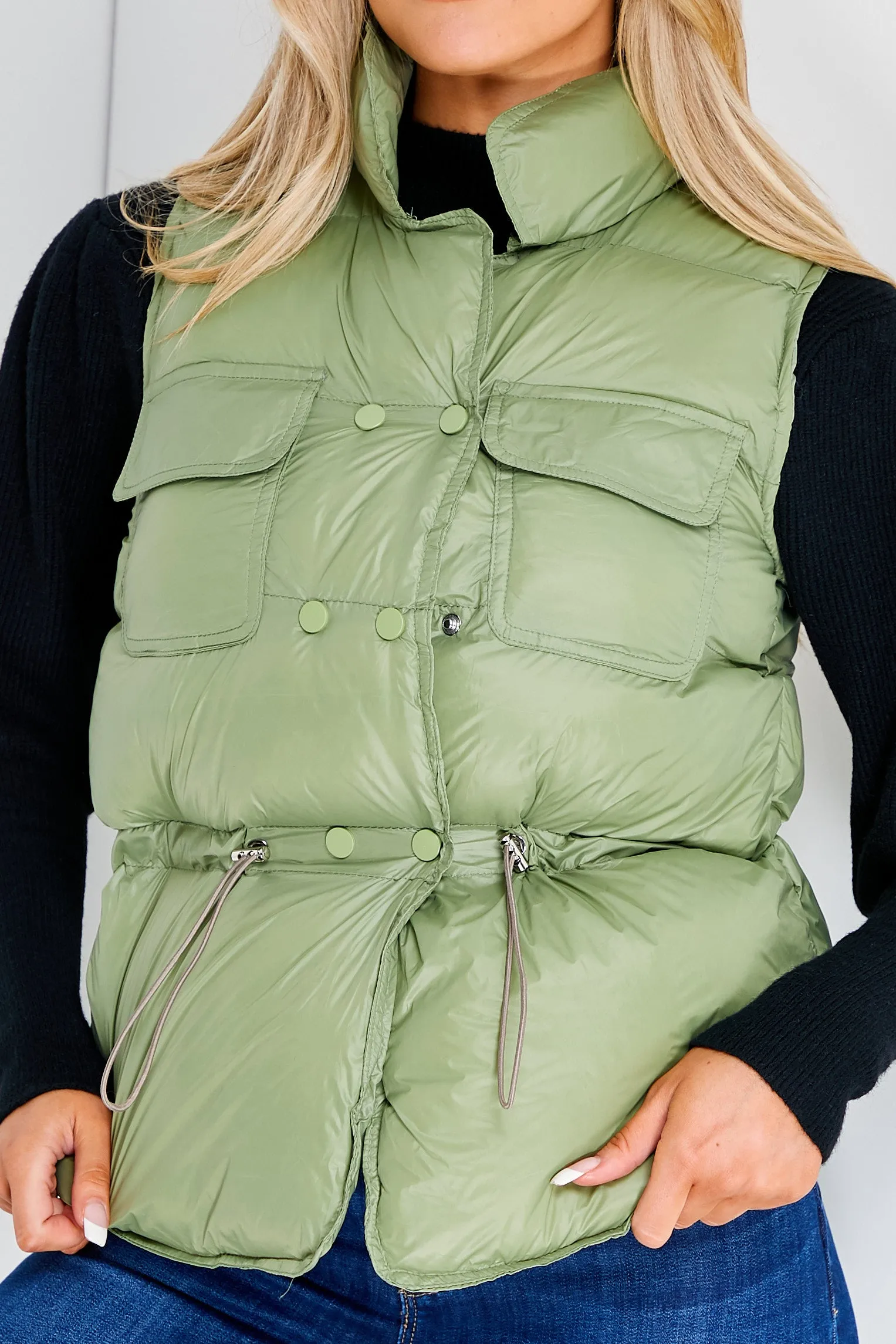 Pia Sage Puffer Gilet Coat