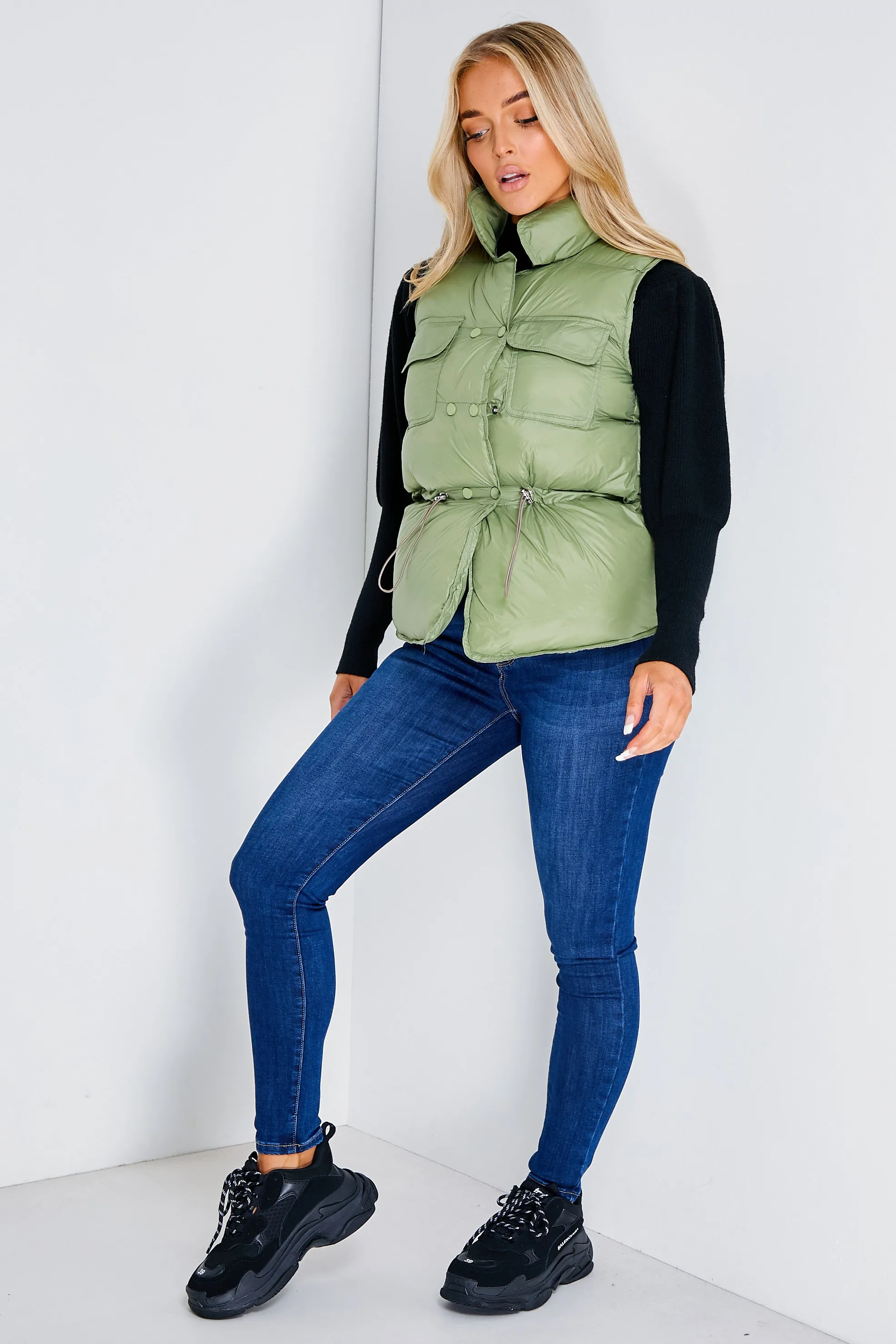 Pia Sage Puffer Gilet Coat