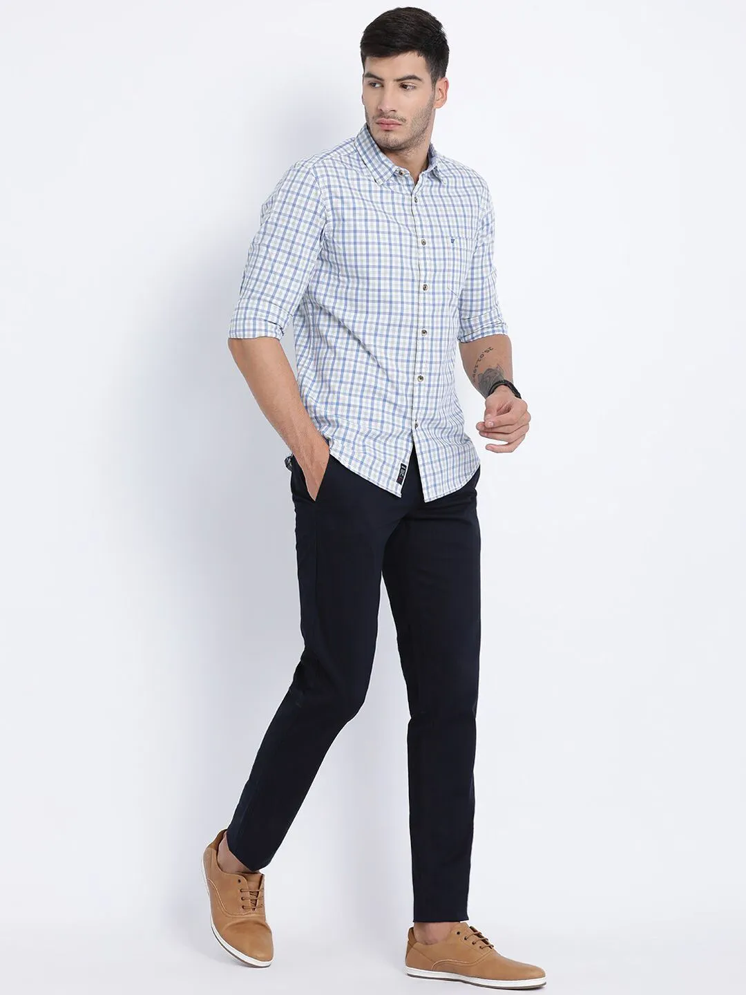 T-Base Men Navy Blue Core Chinos Trousers