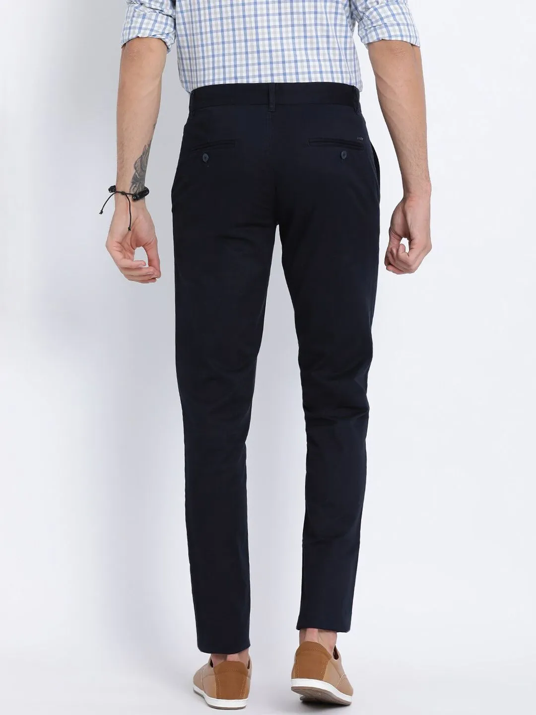 T-Base Men Navy Blue Core Chinos Trousers