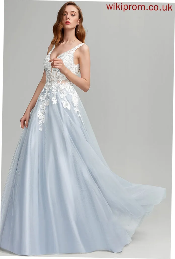 Tulle Prom Dresses Isabella Ball-Gown/Princess Floor-Length V-neck