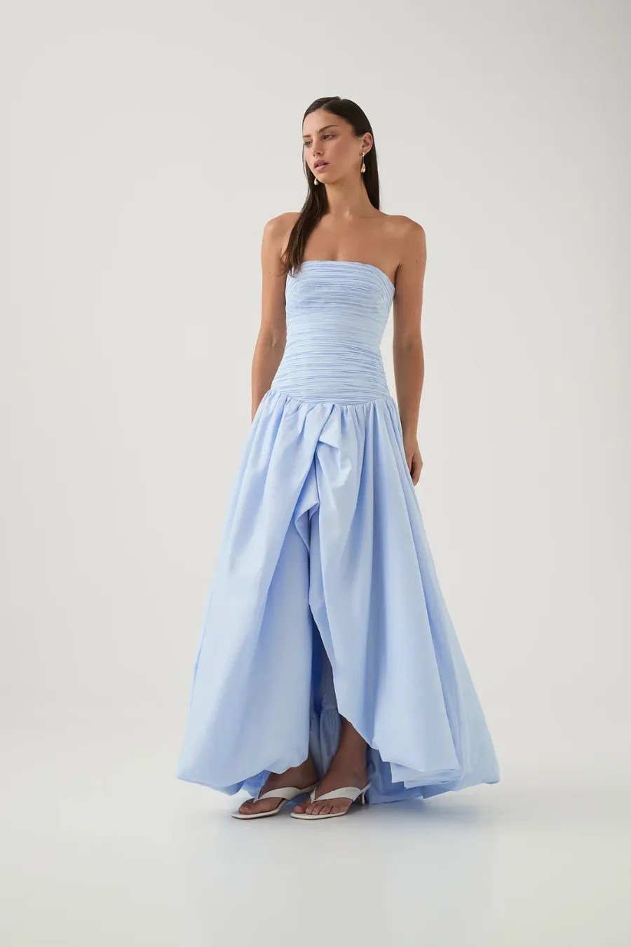 Violette Bubble Hem Maxi Dress Pearl Blue