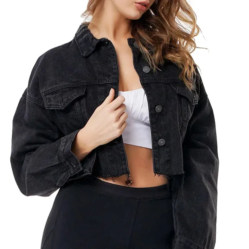 Washed Denim Cropped Jacket – Streetwear Summer Essential