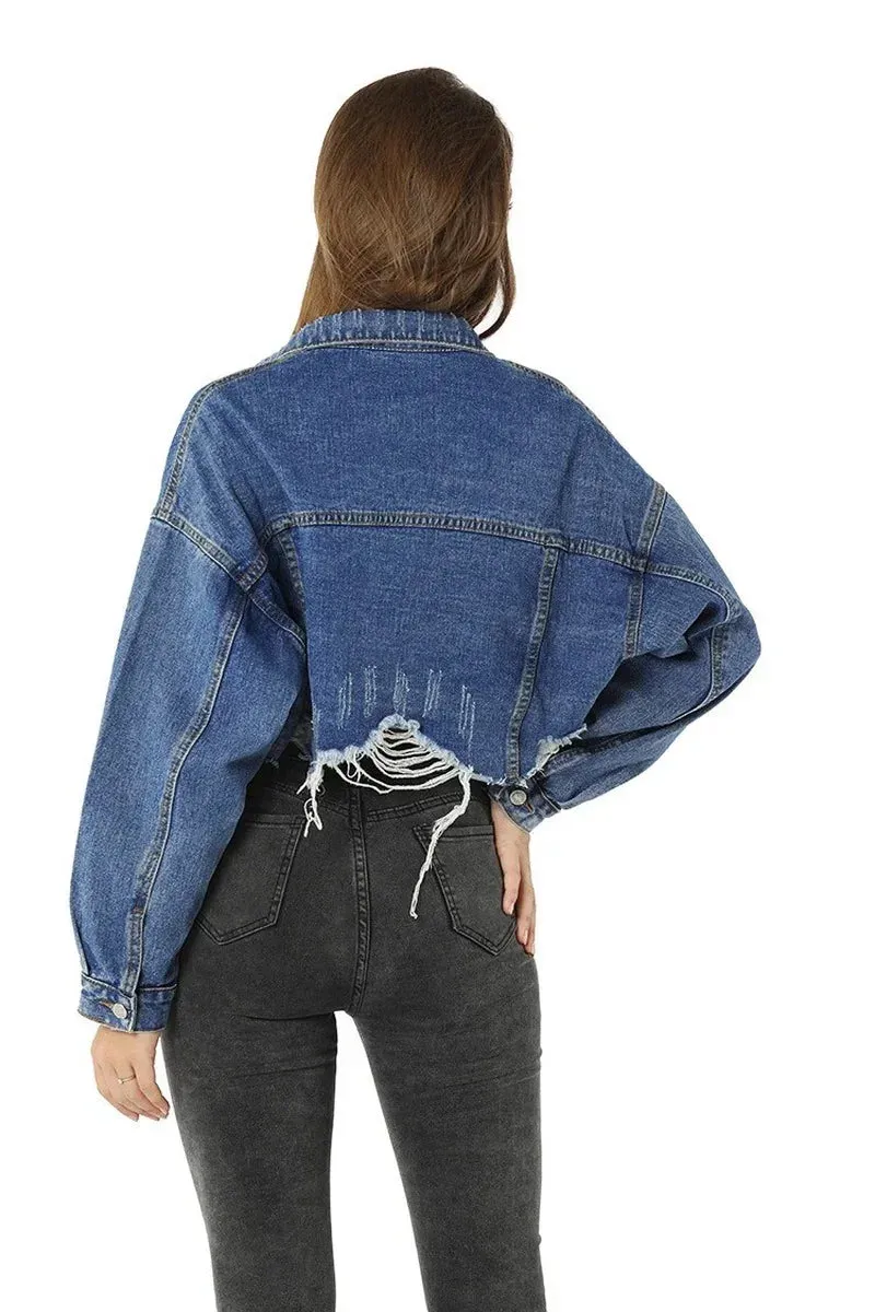 Washed Denim Cropped Jacket – Streetwear Summer Essential