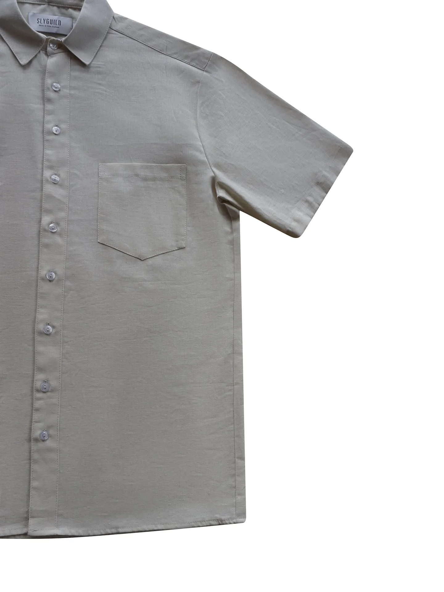 White Wash Union Short Sleeve Linen Shirt
