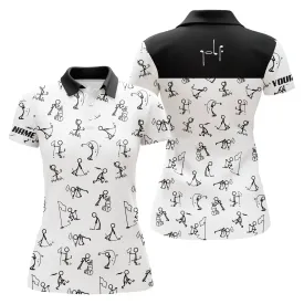Womens Golf Polo Shirts Custom Name Funny Golf Pattern, White Polo Shirt Golf Outfit Women Golf Top