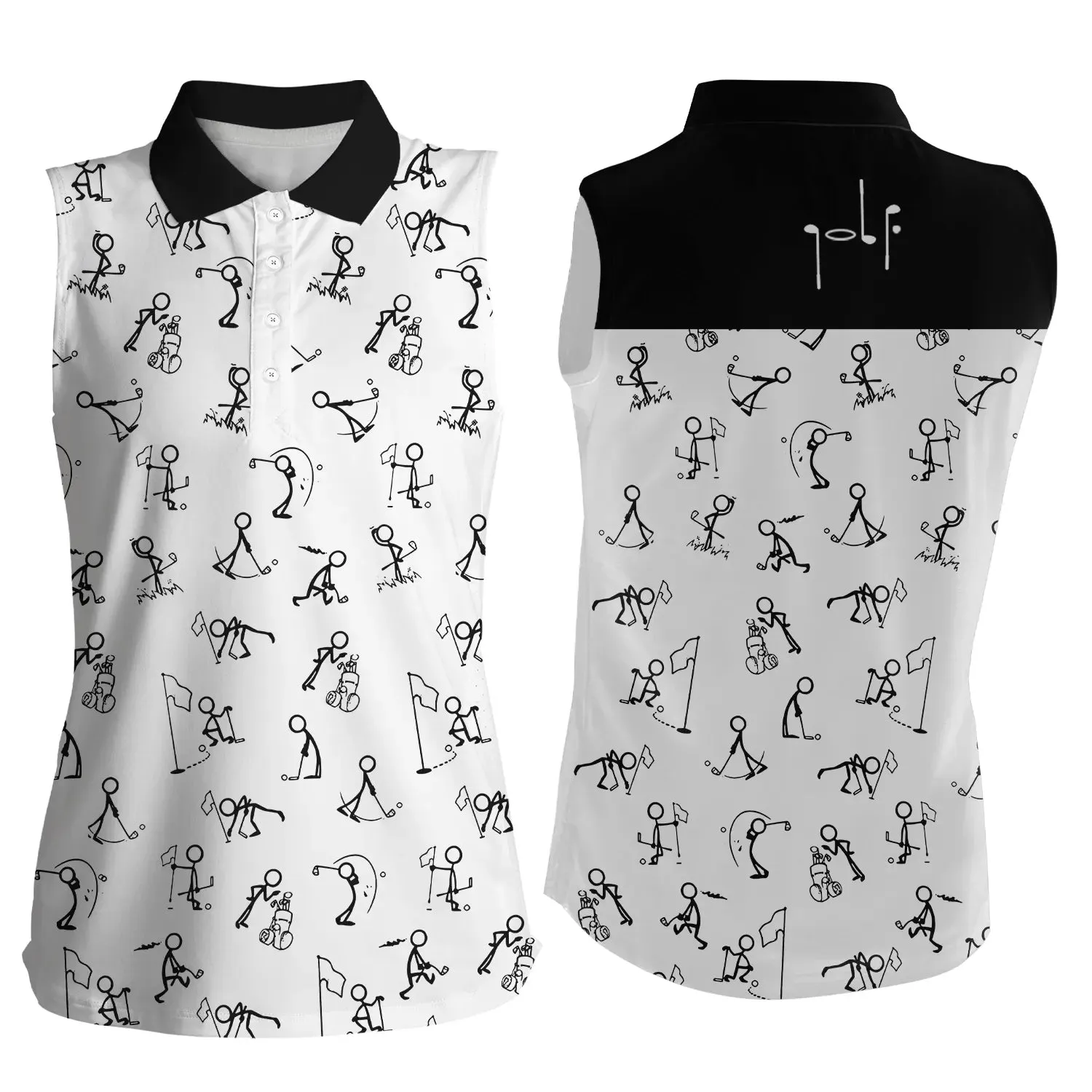 Womens Golf Polo Shirts Custom Name Funny Golf Pattern, White Polo Shirt Golf Outfit Women Golf Top